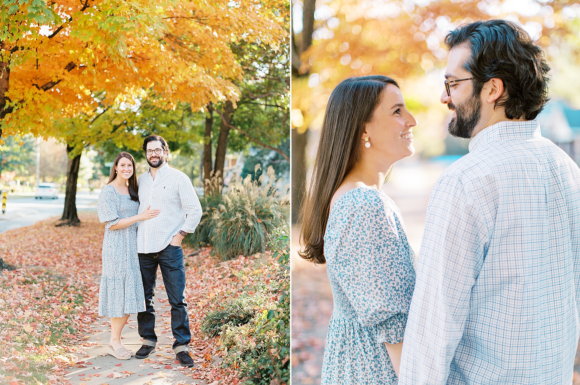 fall Plaza Midwood engagement portraits in Charlotte NC