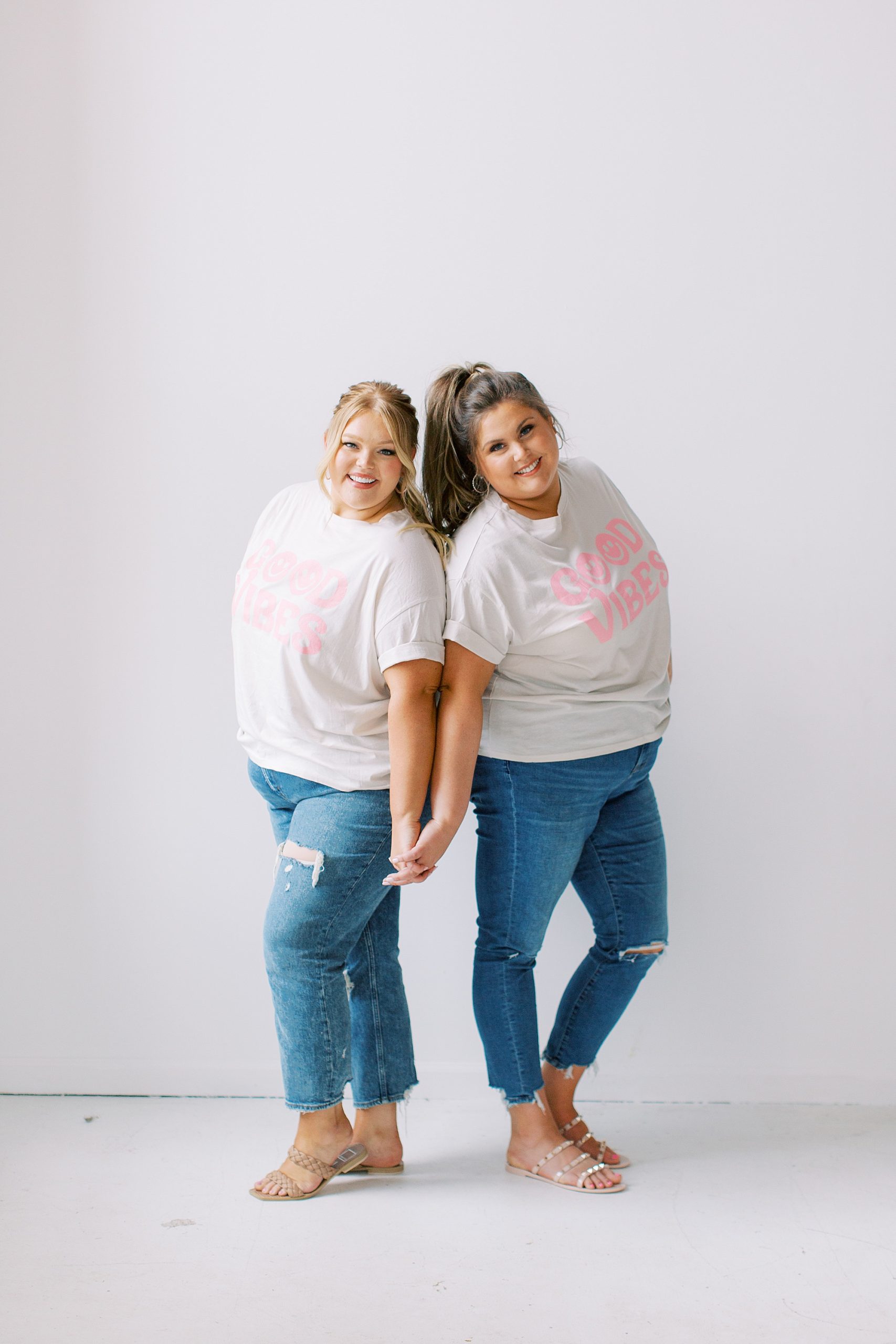 studio branding portraits for The Beauty Tribe in jeans and t-shirts