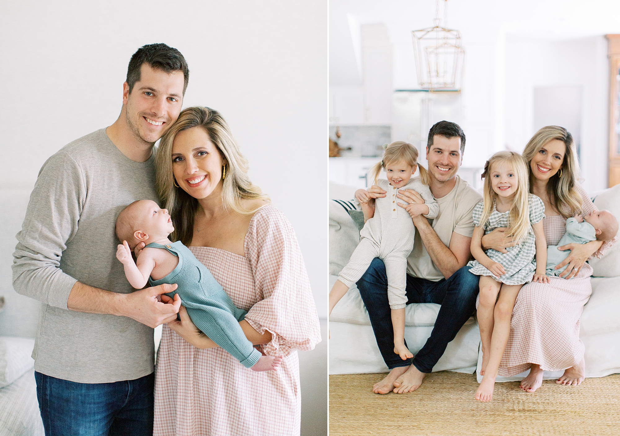 parents hold children during lifestyle family photos at home
