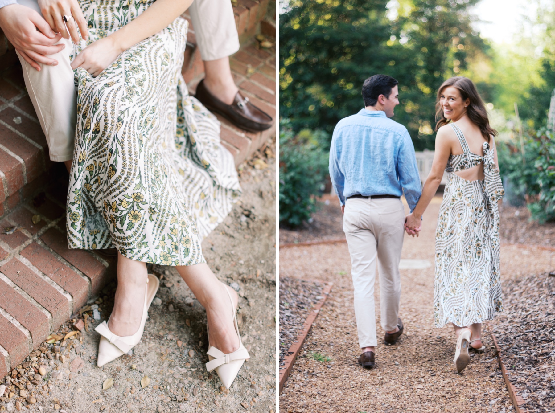 couple hold hands together at Duke Mansion